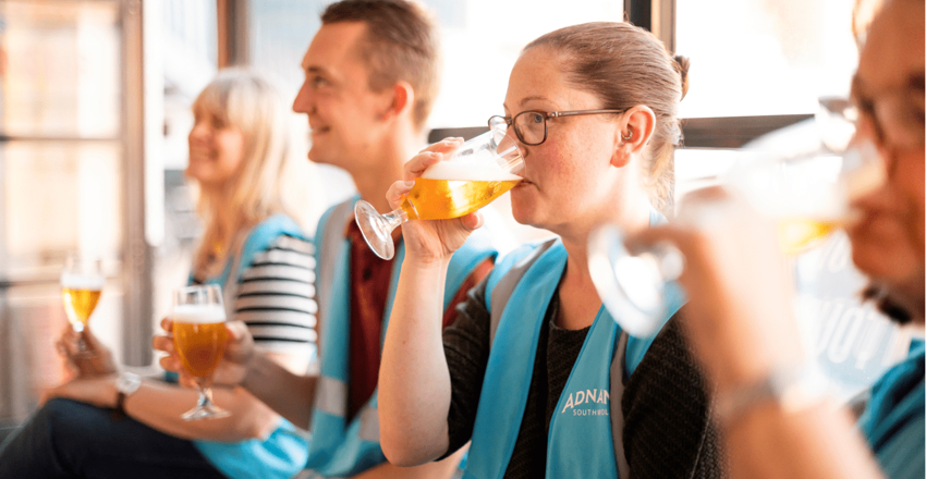 Adnams Tours and Tastings guests tasting some of the drinks