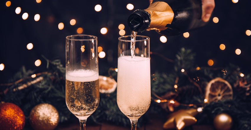 Champagne glasses being filled