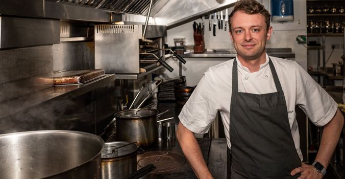 Chef cooking - The Crown and Castle Orford