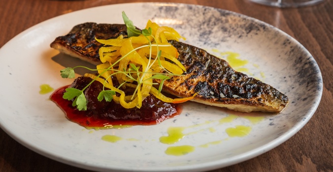 Scorched Mackerel with gooseberry