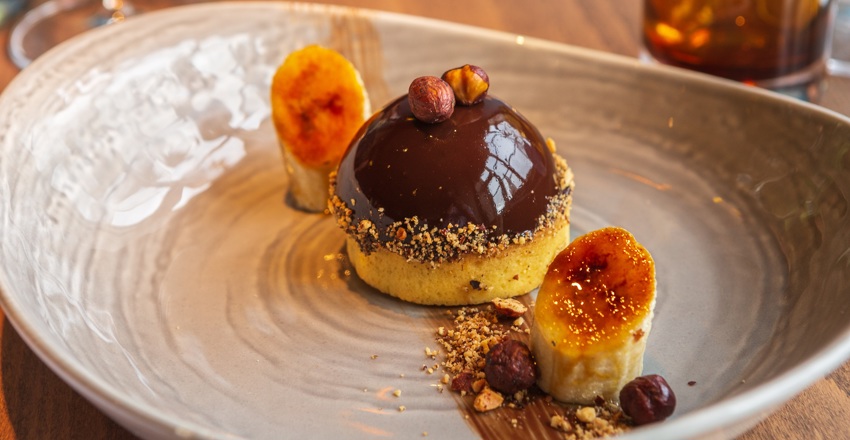 The Crown and Castle, Orford, Coffee Tart with Hazelnut and Banana
